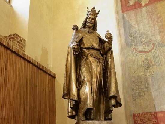 The Statue of Charles IV in the Great Hall of Carolinum