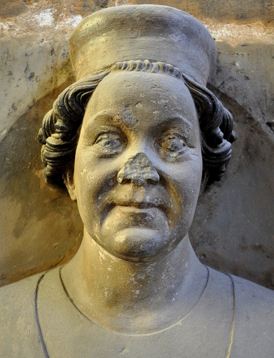 Bust of chronicler Benes Krabice of Veitmile on the triforium of St. Vitus Cathedral